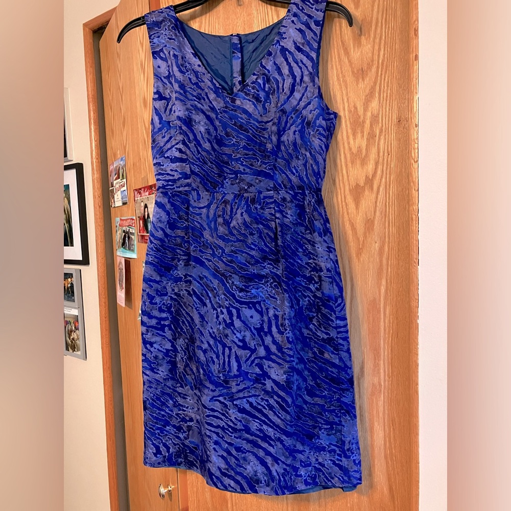 $140 Banana Republic sleeveless rayon/linen sheath dress Exquisite colors Sz 2/4